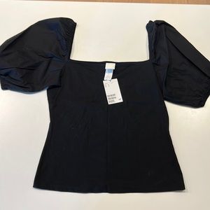 NWT H&M Black Puff Sleeve Top
